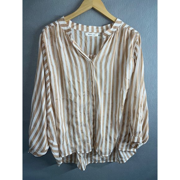 Mustard Seed Womens Stripe‎ Shirt Size Medium Oversize Sleeves - Picture 1 of 5